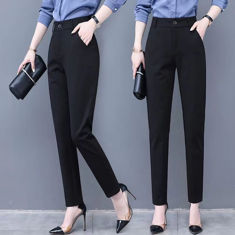 Women's High-Waisted Straight-Leg Work Trousers