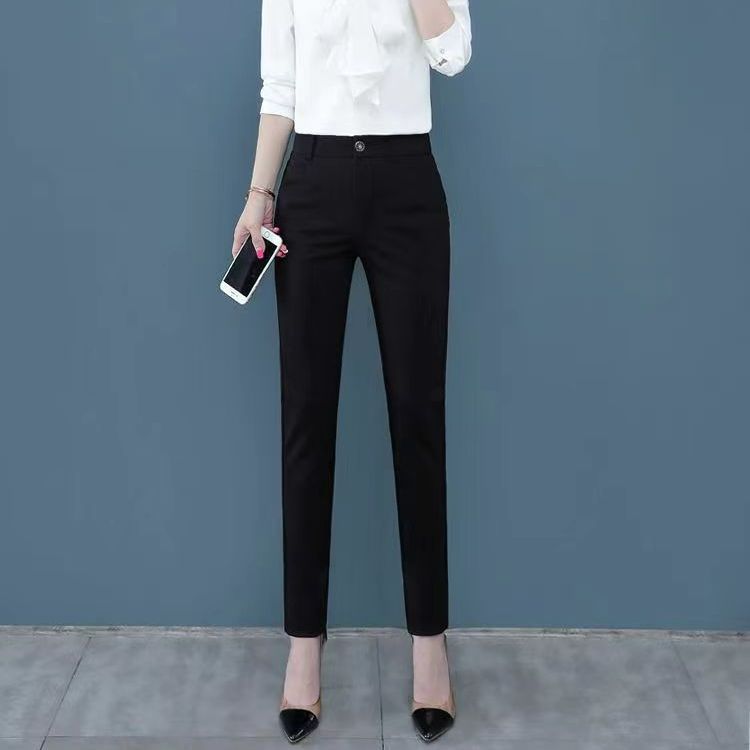 Women's High-Waisted Straight-Leg Work Trousers
