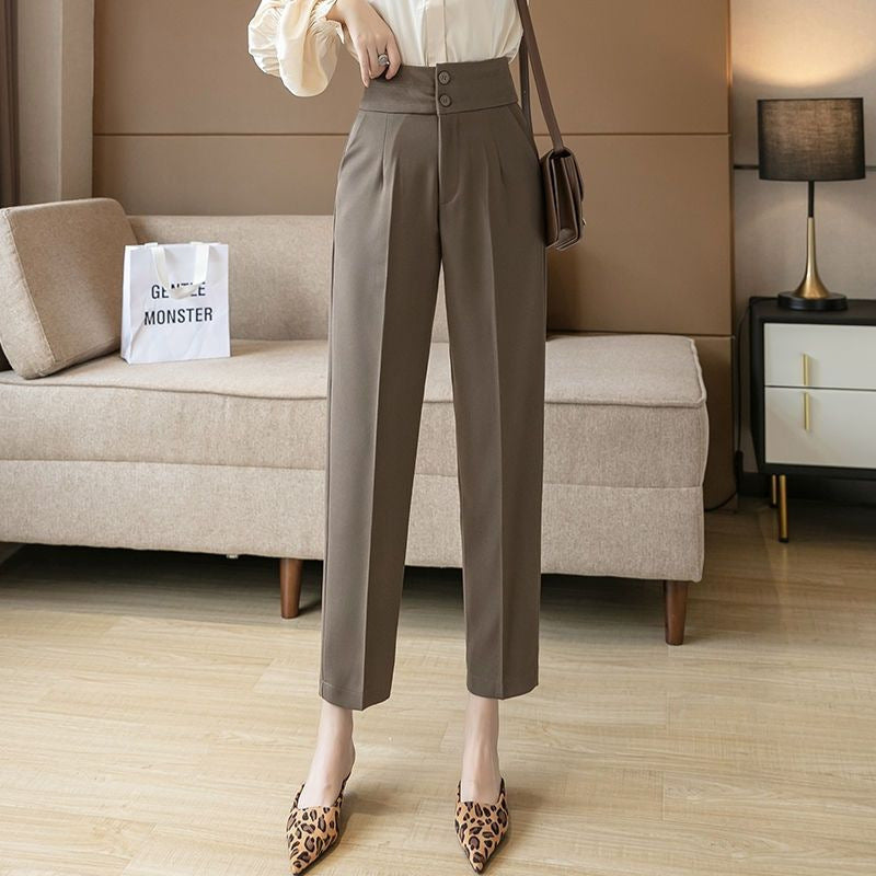 Women's High-Waisted Draped Cropped Suit Pants