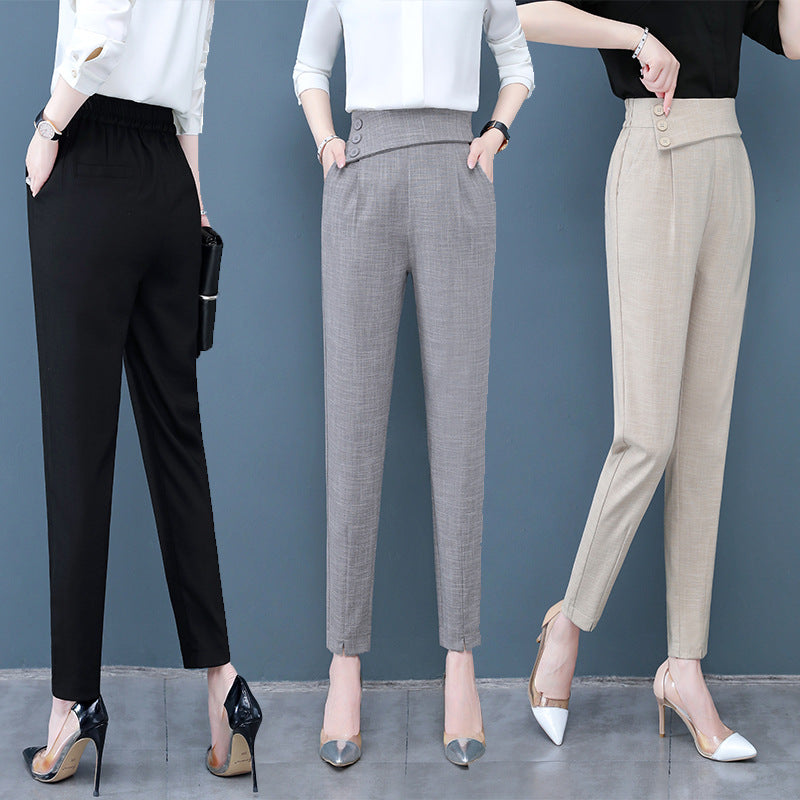 Women's High-Waisted Cropped Harem Pants