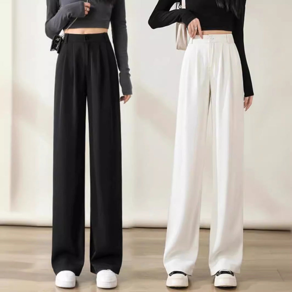 Women's High-Waisted Wide-Leg Suit Trousers