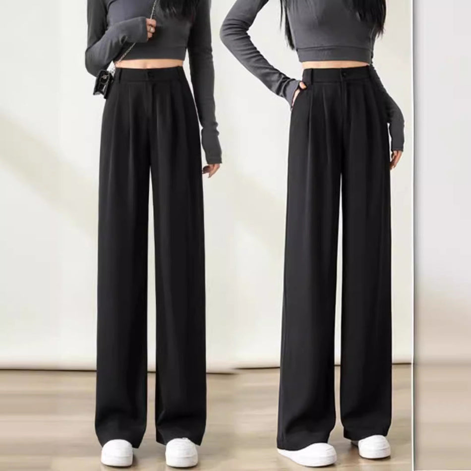 Women's High-Waisted Wide-Leg Suit Trousers