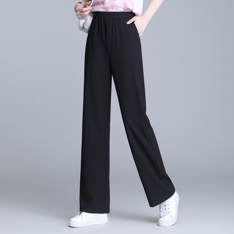 Women's High-Waisted Ice Silk Wide-Leg Trousers