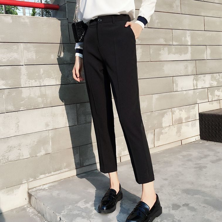 Women's High-Waisted Cropped Straight-Leg Trousers