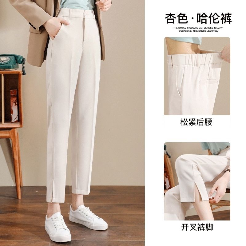 Women's High-Waisted Slit Cropped Straight Suit Pants