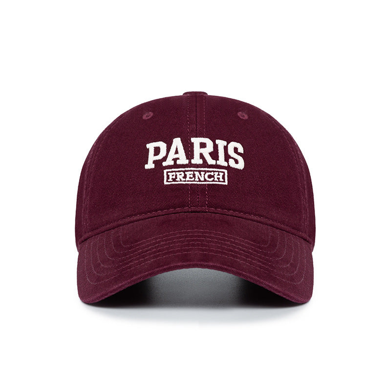 Paris Letter Embroidered Washed Cotton Baseball Cap Unisex