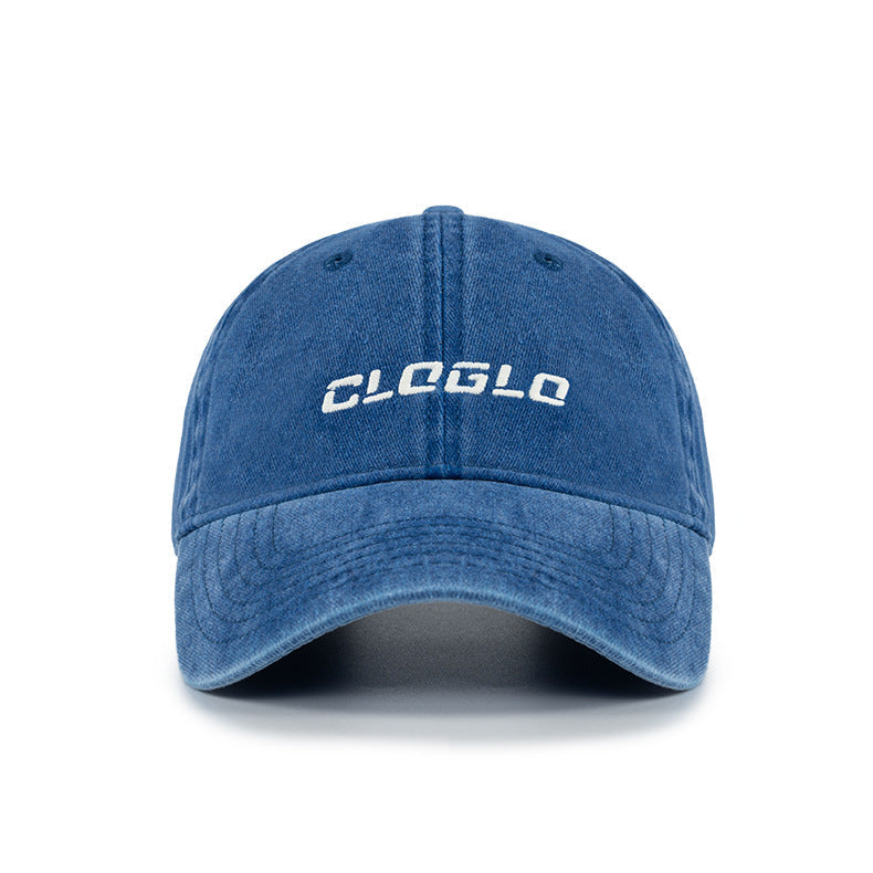 CLOGLO Letter Embroidered Cotton Baseball Cap Korean Style Washed