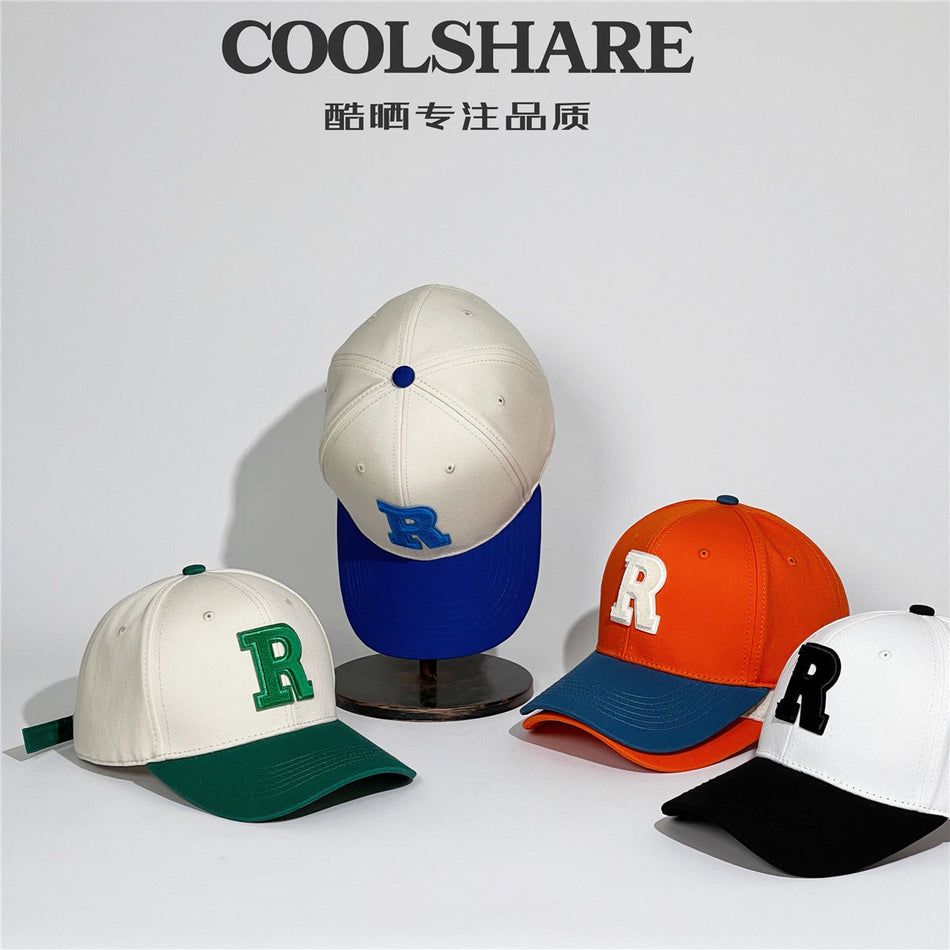 Klein Blue Color Block R Embroidered Baseball Cap Women Casual