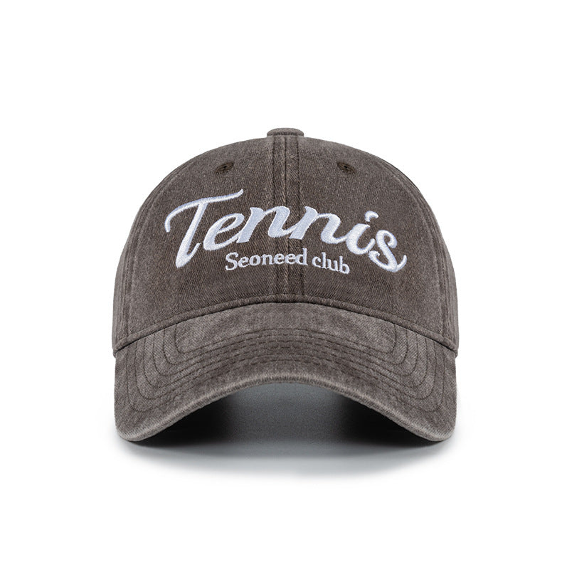 TENNIS Embroidered Washed Baseball Cap Korean Style Cotton Hat