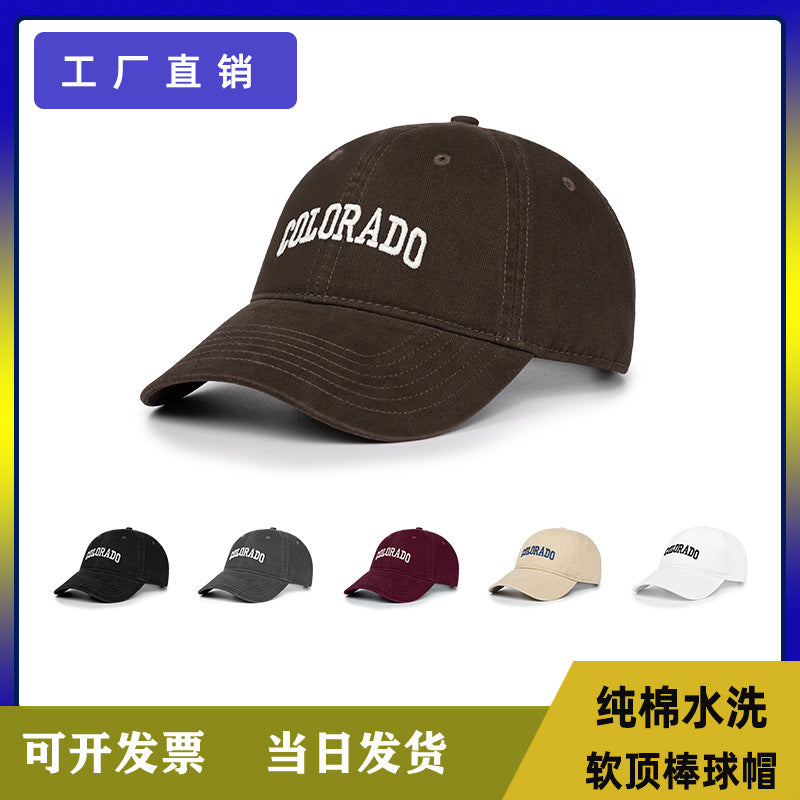 COLORADO Embroidered Washed Cotton Baseball Cap Unisex Casual Hat