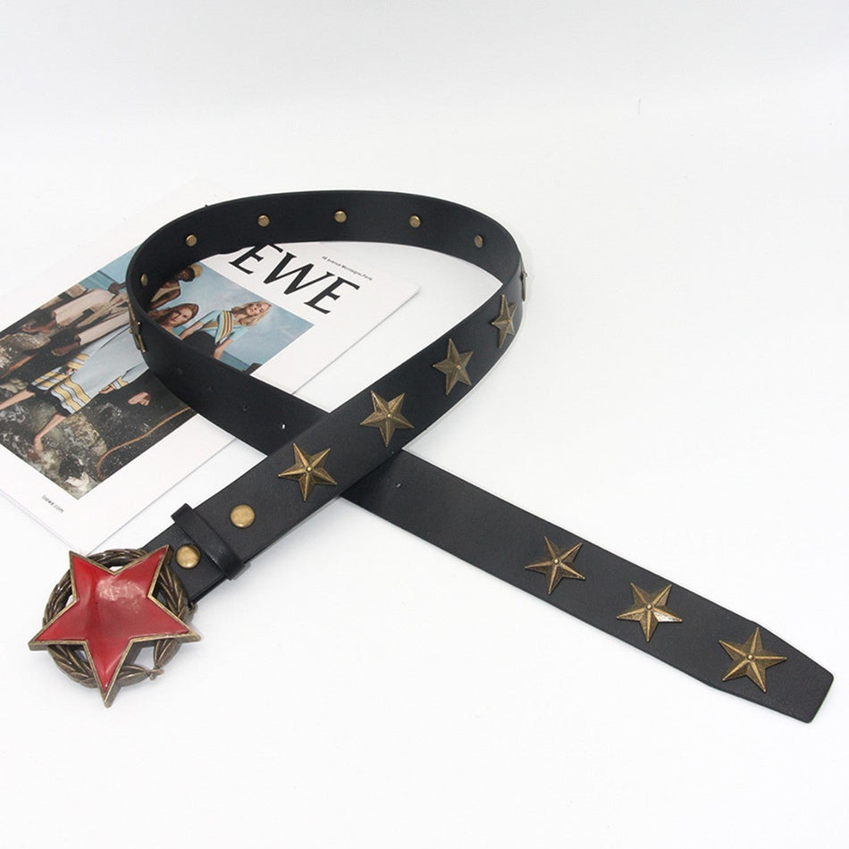 Punk Y2K Star Buckle Belt Retro Decorative Jeans Belt