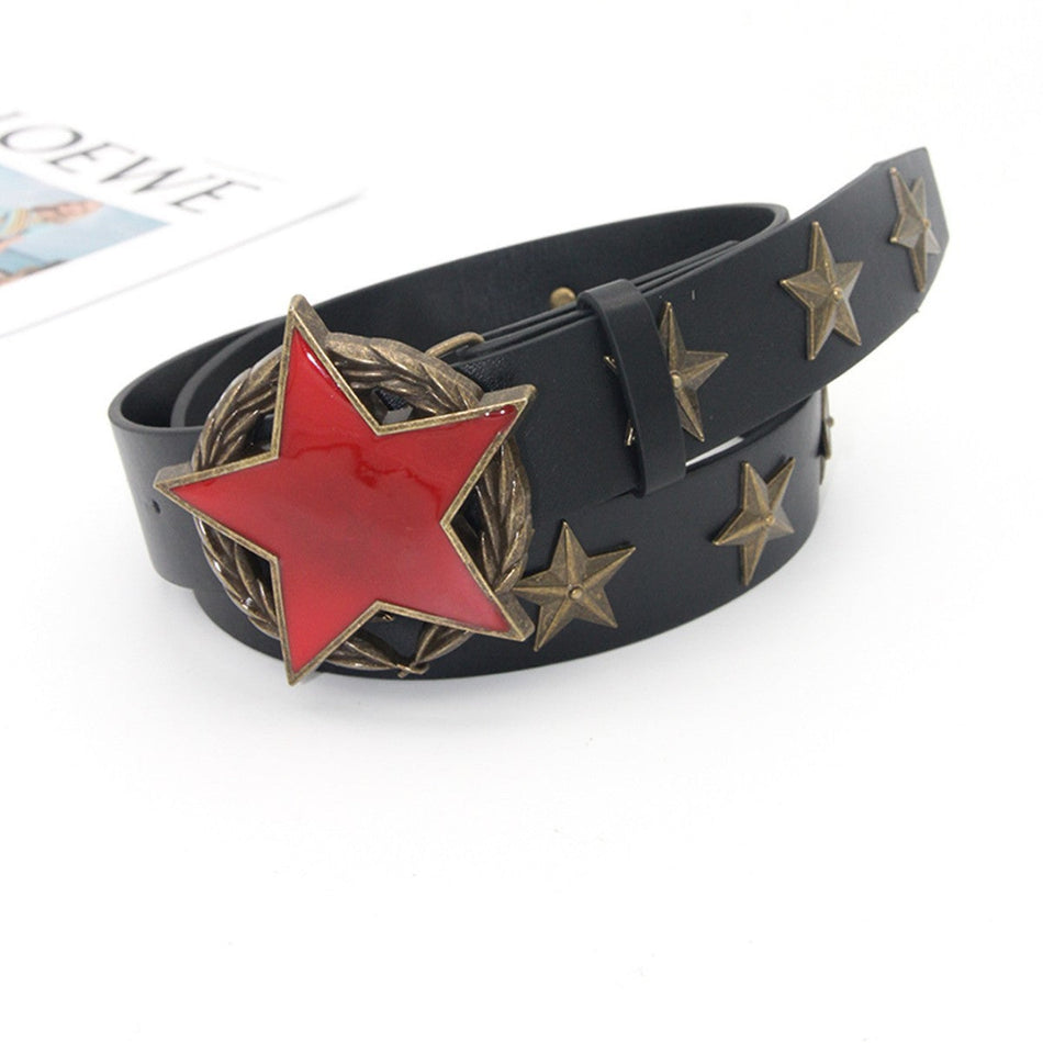 Punk Y2K Star Buckle Belt Retro Decorative Jeans Belt