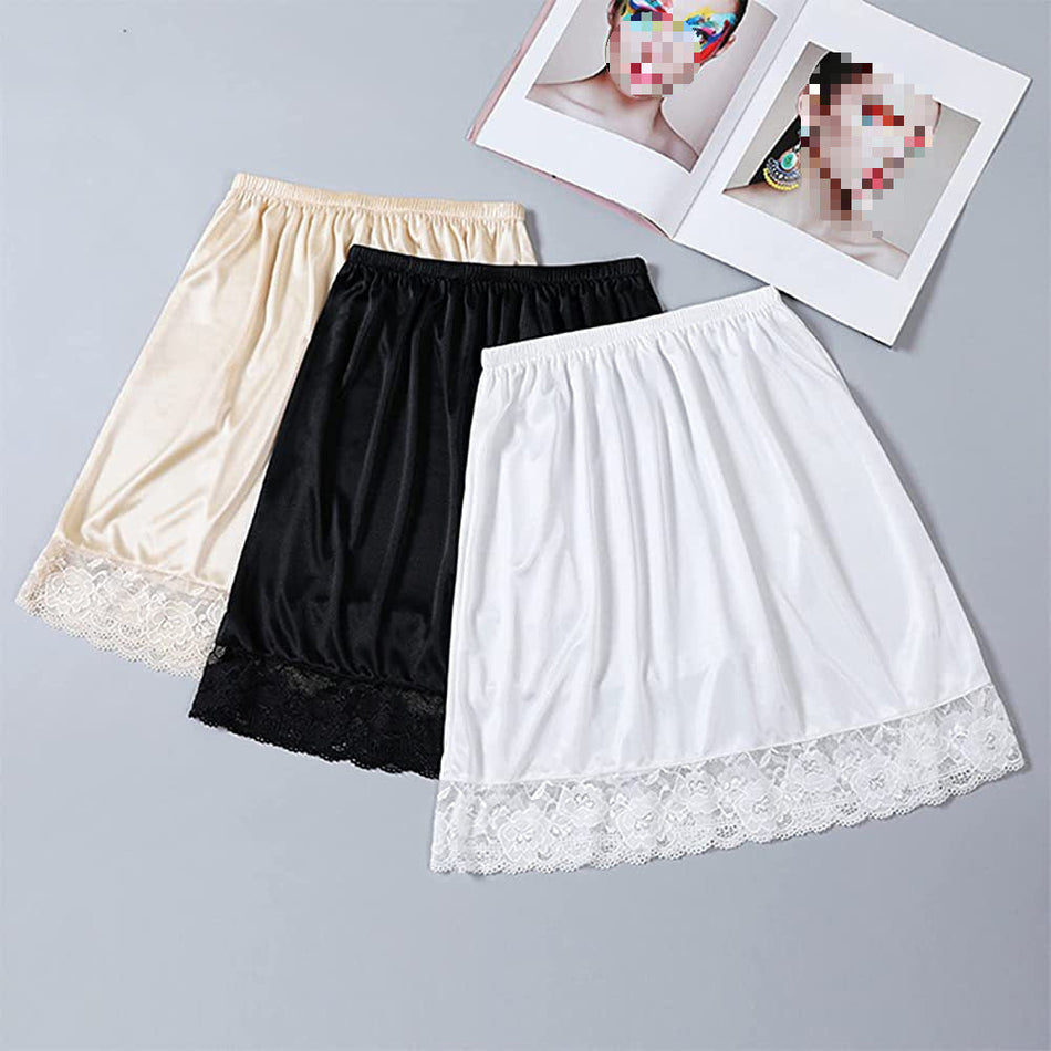 Women's Satin Lace Trim Half Slip Underskirt