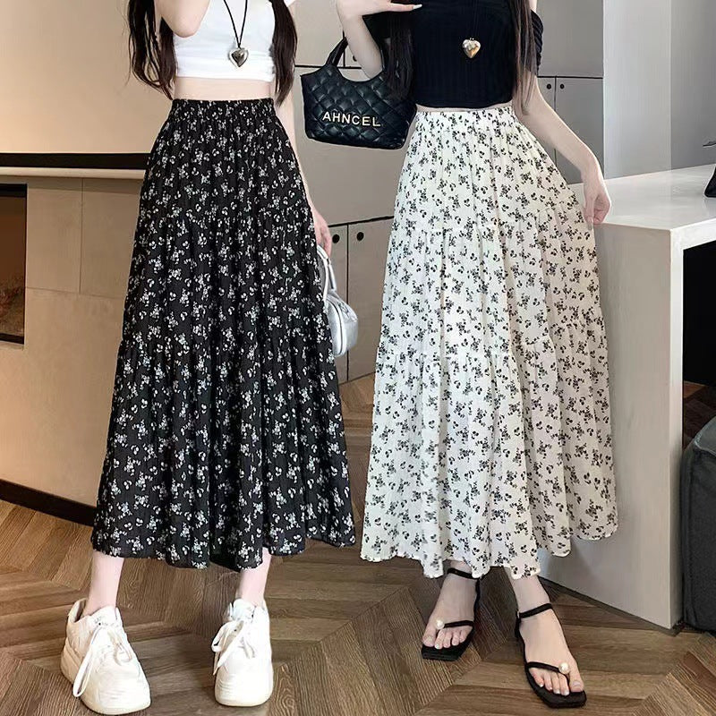 Women's Floral High-Waisted Midi Skirt with Wrap Design