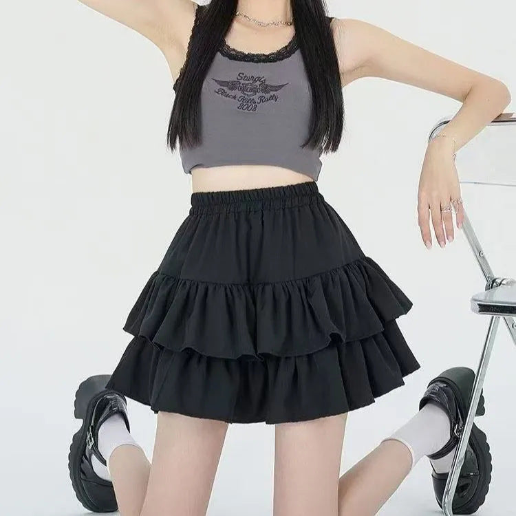 Women's High-Waisted Ruffle Tiered Mini Skirt