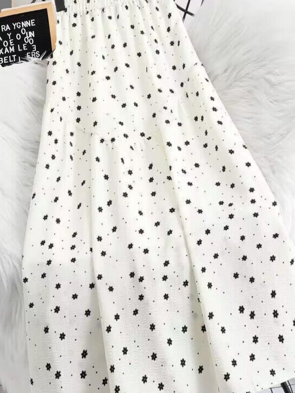 Women's Printed A-Line Midi Skirt with Flowing Swing Hem