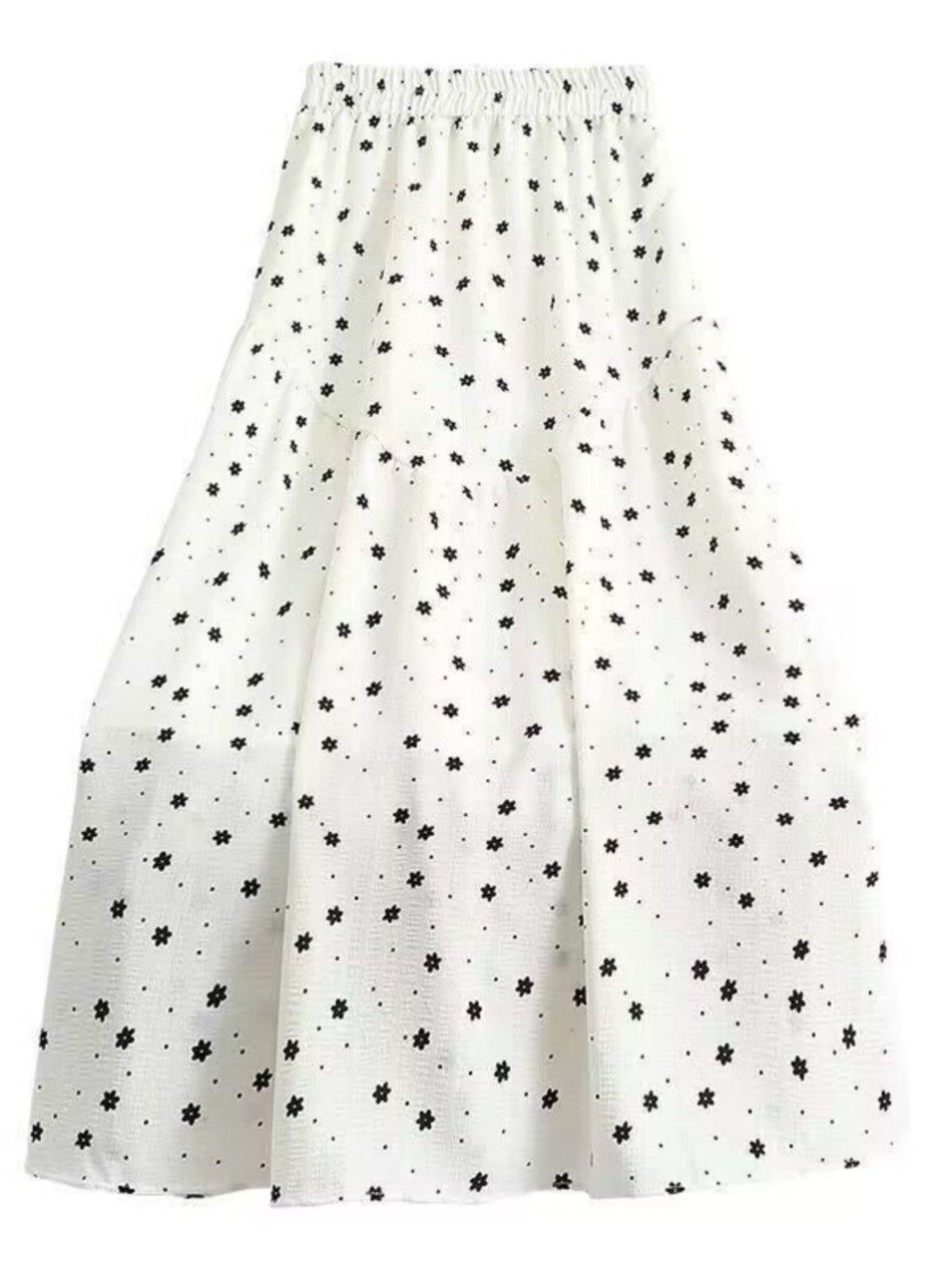 Women's Printed A-Line Midi Skirt with Flowing Swing Hem