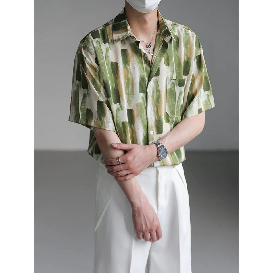 Men's Drapey Floral Short Sleeve Non Iron Summer Casual Shirt