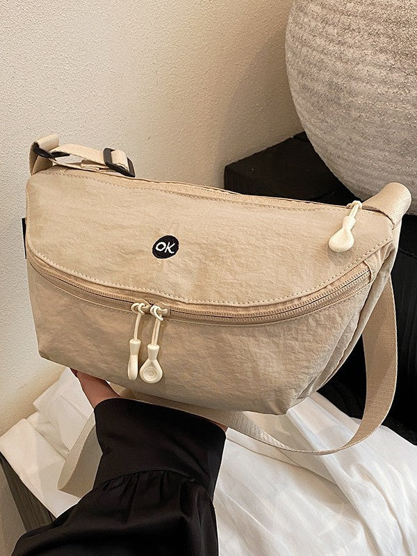 Women's Nylon Crescent Crossbody Waist Bag with Adjustable Strap