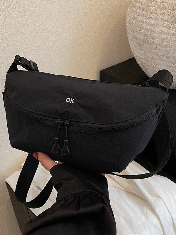 Women's Nylon Crescent Crossbody Waist Bag with Adjustable Strap