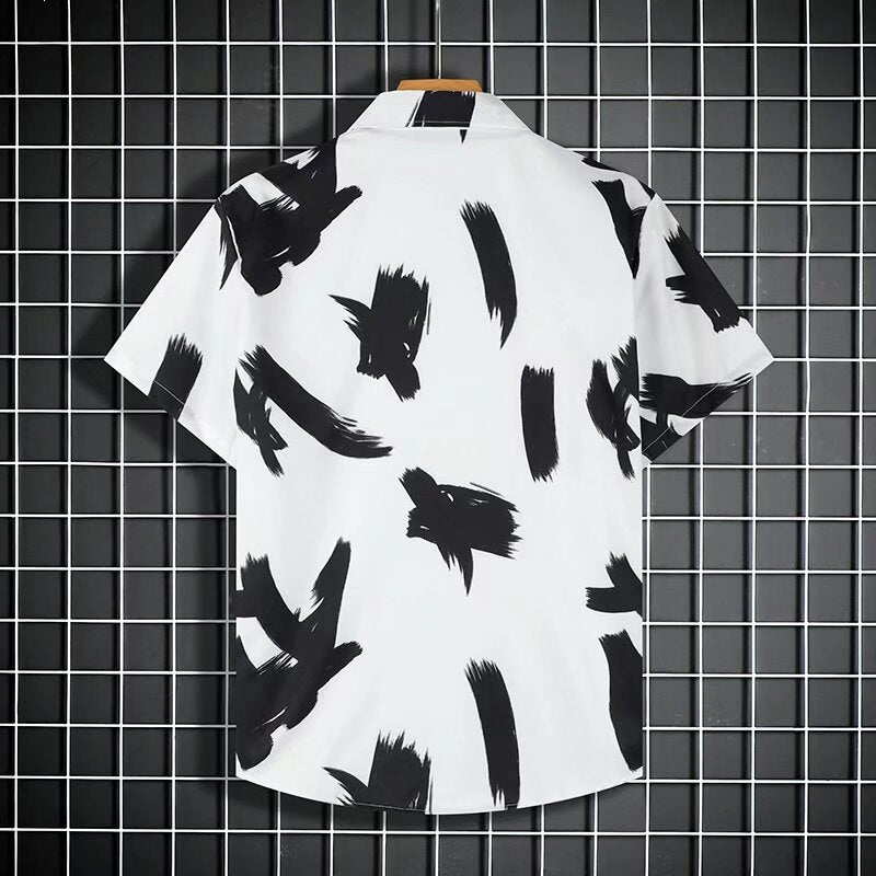 Men's Ice Silk Floral Short Sleeve Vintage Style Casual Shirt