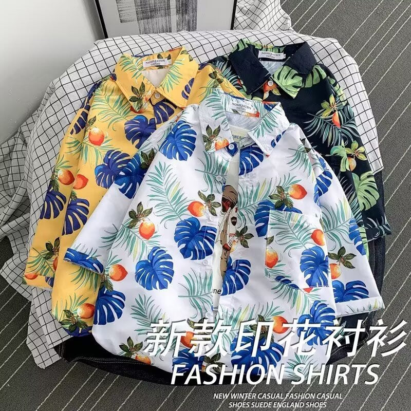 Men's Hawaiian Floral Short Sleeve Loose Retro Casual Shirt