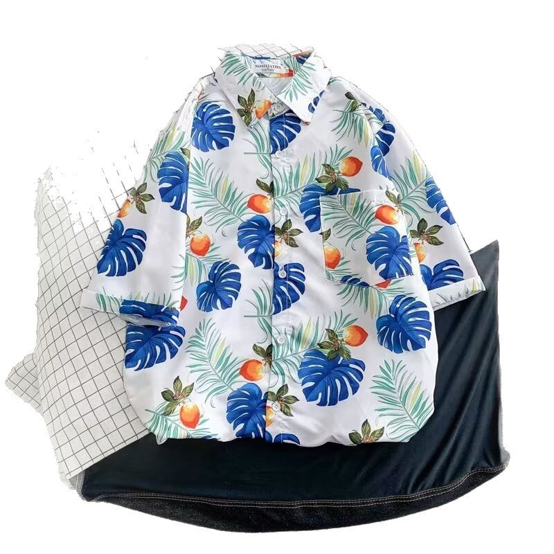 Men's Hawaiian Floral Short Sleeve Loose Retro Casual Shirt