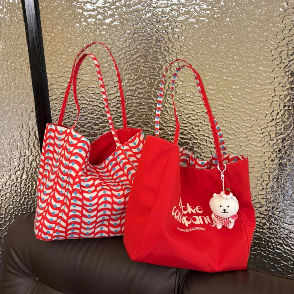 Women's Reversible Plaid Tote Bag with Large Capacity