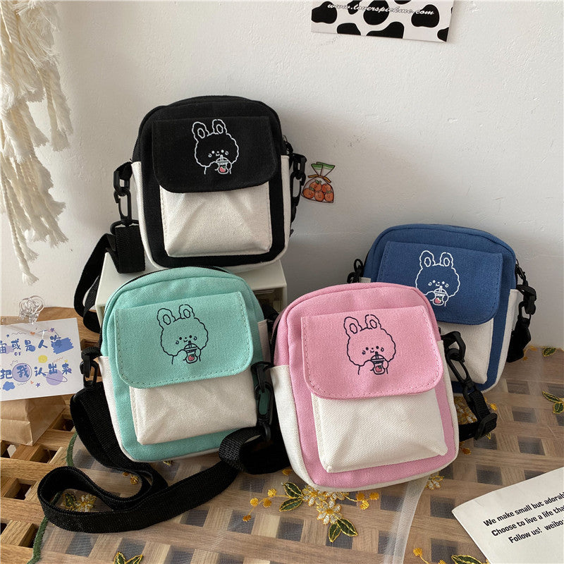 Women's Canvas Crossbody Bag with Cute Printed Design