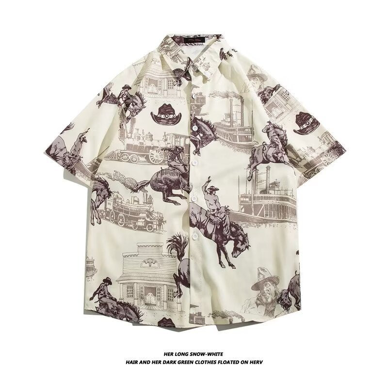 Men's Hawaiian Printed Short Sleeve Casual Beach Vacation Shirt