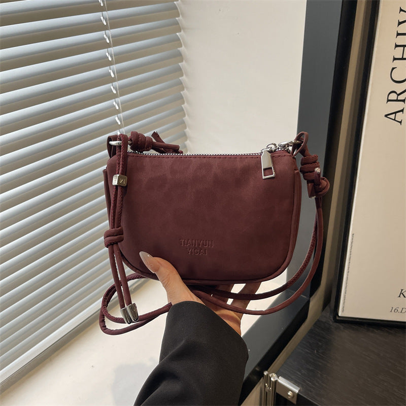 Women's Soft Leather Mini Crossbody Bag with Zip Closure