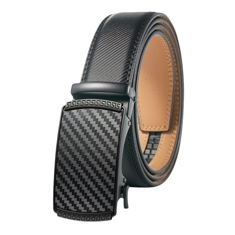 Men's Embossed Cowhide Automatic Buckle Business Casual Belt