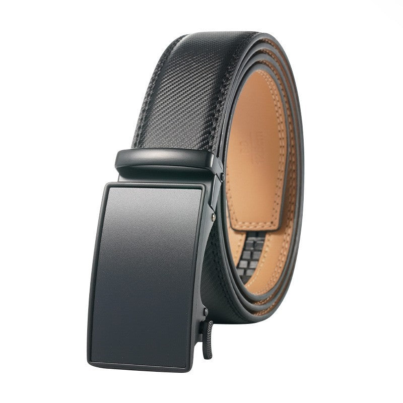 Men's Embossed Cowhide Automatic Buckle Business Casual Belt