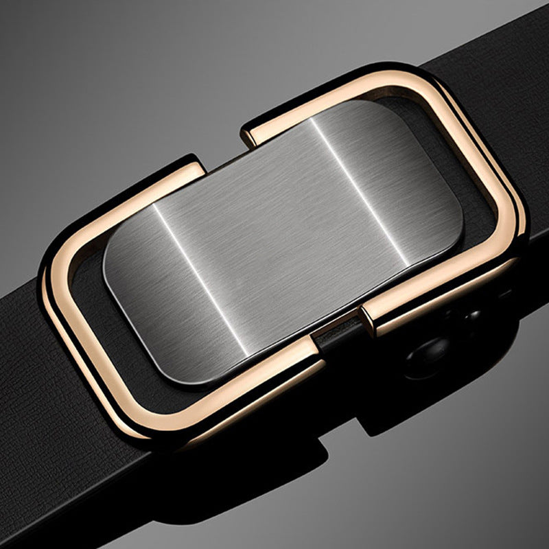 Men's Two Layer Cowhide Automatic Buckle Business Casual Belt