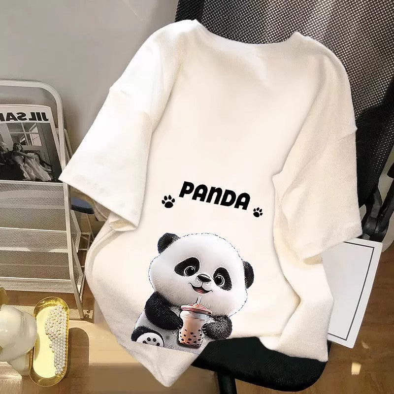 Women's Loose Fit Cartoon Print Crew Neck Short Sleeve T-Shirt