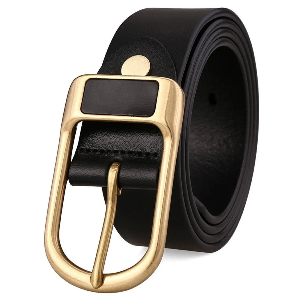 Men's Genuine Cowhide Pin Buckle Business Casual Leather Belt