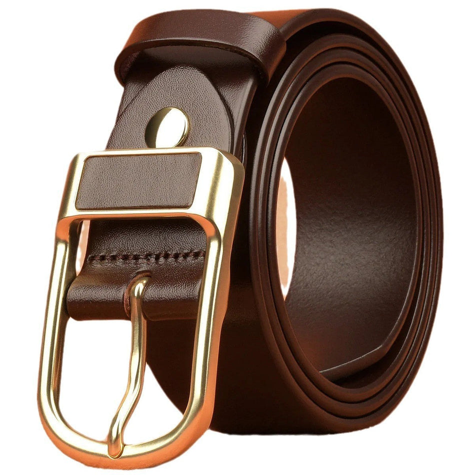 Men's Genuine Cowhide Pin Buckle Business Casual Leather Belt