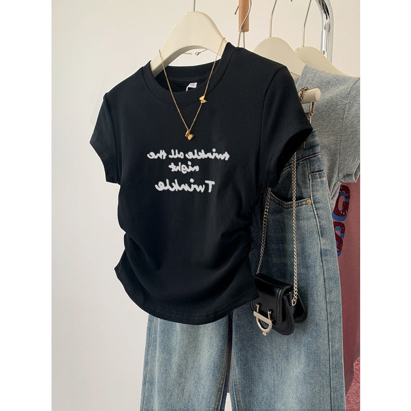 Women's Cotton Blend Printed Slim Fit Short Sleeve T-Shirt