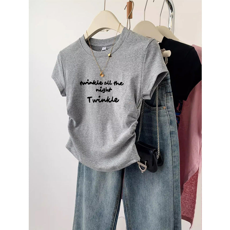Women's Cotton Blend Printed Slim Fit Short Sleeve T-Shirt