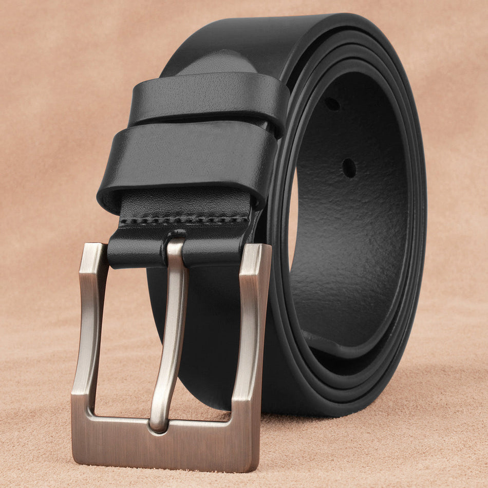 Men's Retro Pin Buckle Genuine Cowhide Casual Leather Belt
