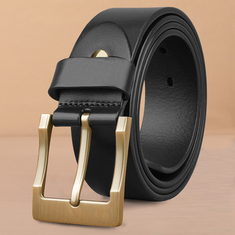 Men's Retro Pin Buckle Genuine Cowhide Casual Leather Belt