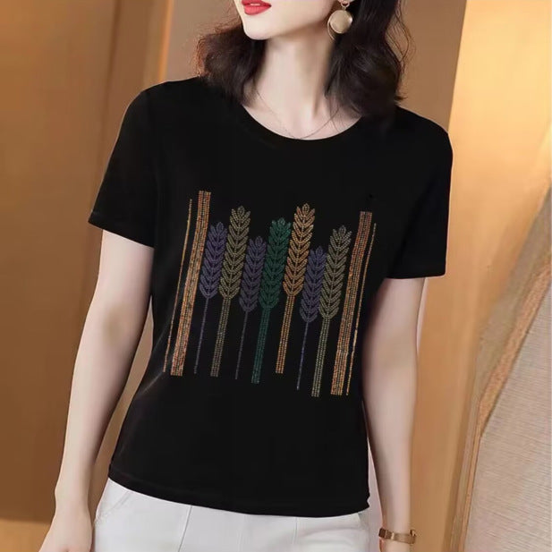 Women's Plus Size Printed Short Sleeve Crew Neck T-Shirt