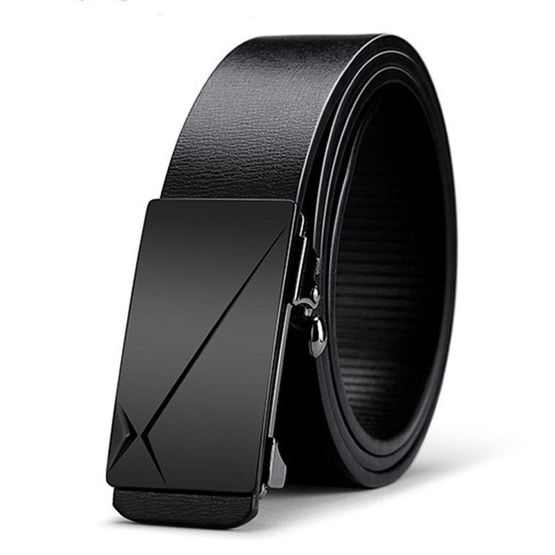 Men's Two Layer Cowhide Automatic Buckle Business Casual Belt