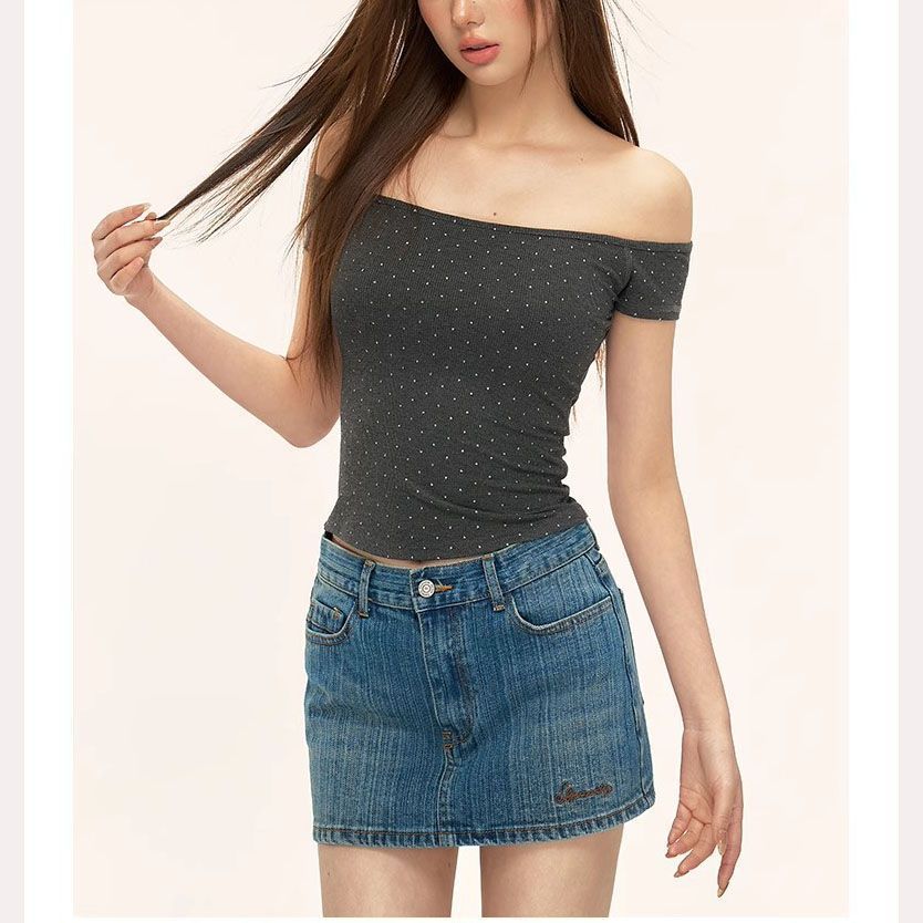 Women's One-Shoulder Slim Fit Cropped T-Shirt
