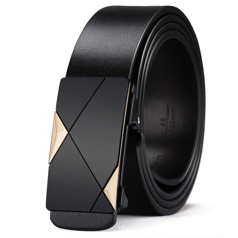 Men's Wear Resistant Automatic Buckle Cowhide Casual Belt