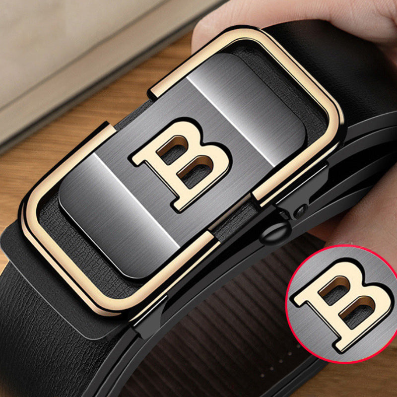 Men's Genuine Leather Automatic Buckle Business Casual Belt