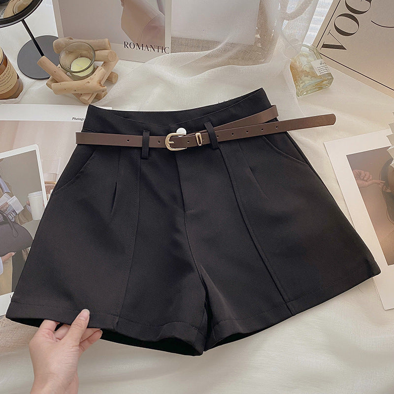 Elegant Women High Waist A-Line Wide Leg Tailored Suit Shorts