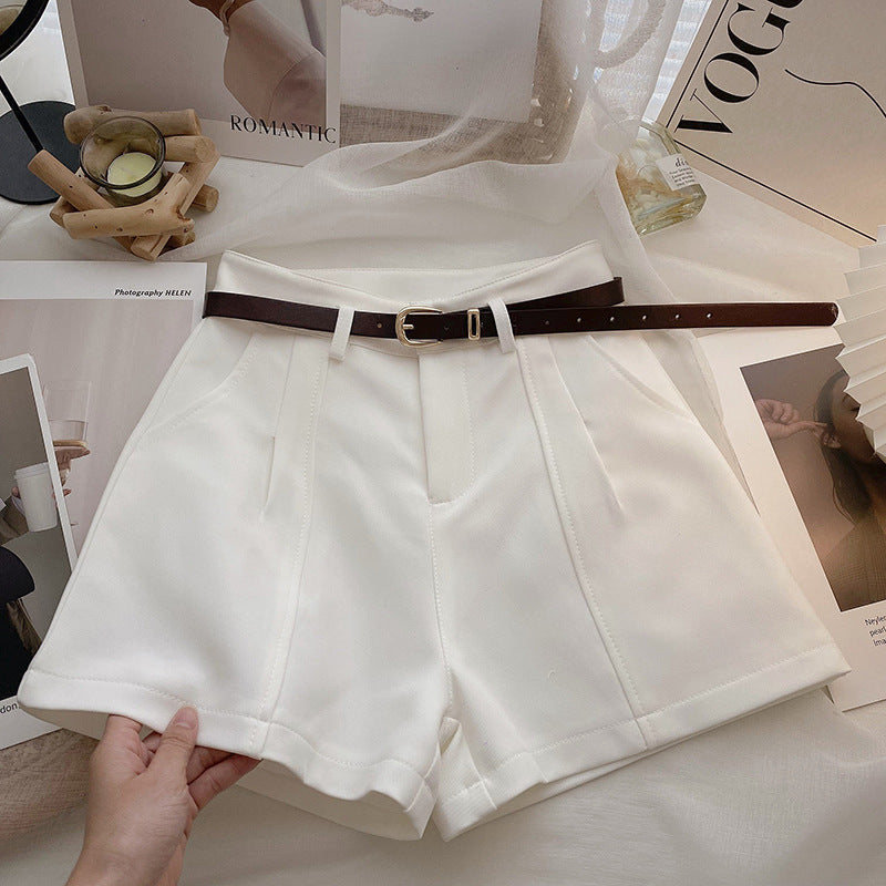 Elegant Women High Waist A-Line Wide Leg Tailored Suit Shorts