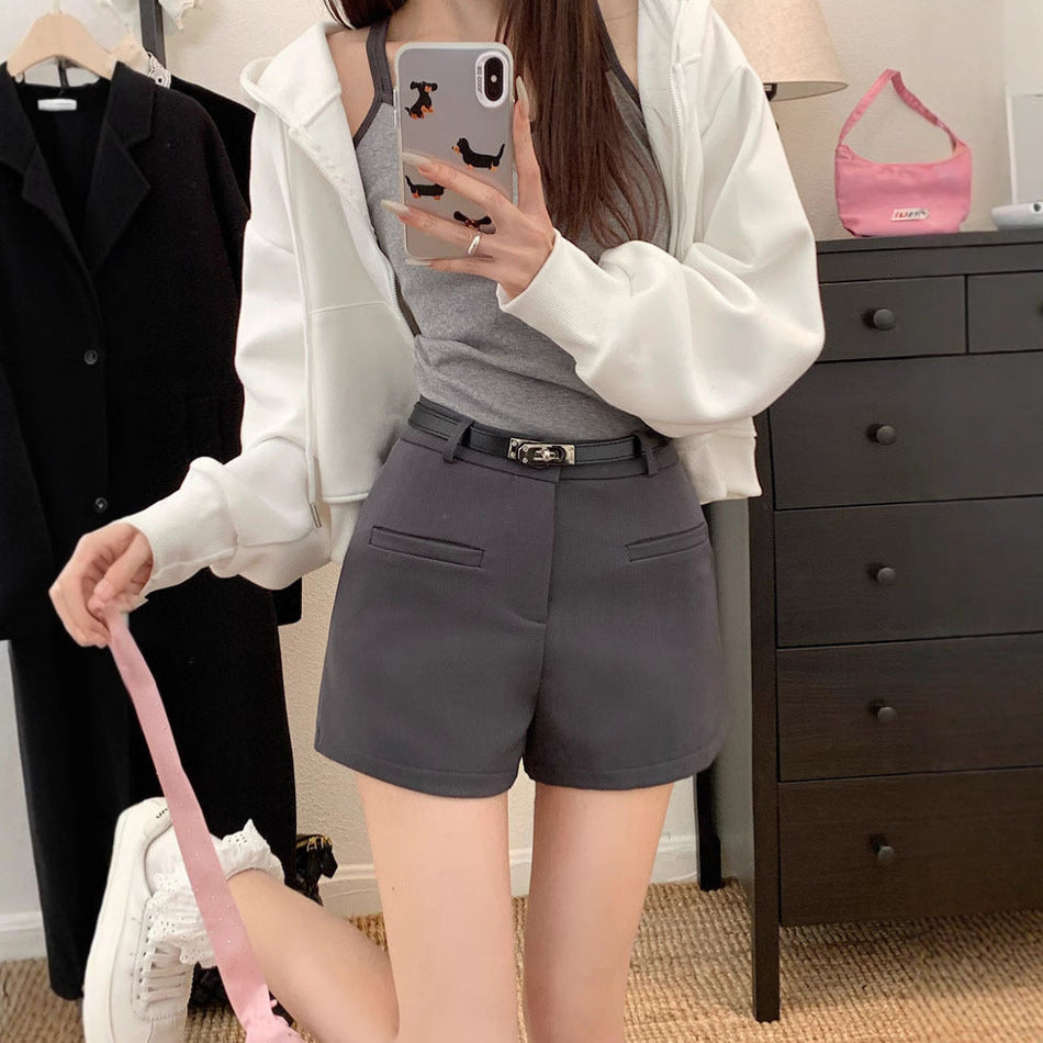 Women High Waist A Line Wide Leg Slim Casual Shorts
