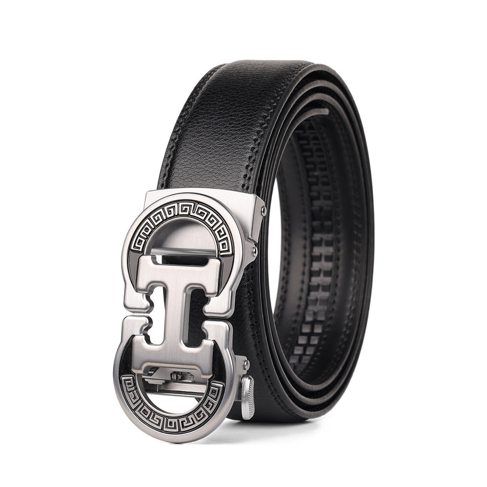 Men's Genuine Leather Automatic Buckle Business Casual Belt